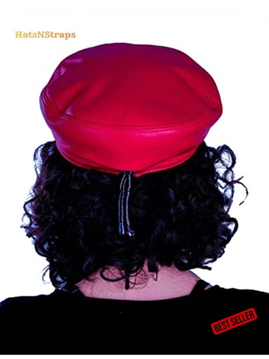 Genuine Sheepskin Leather Women\'s Newsboy Cap Adjustable